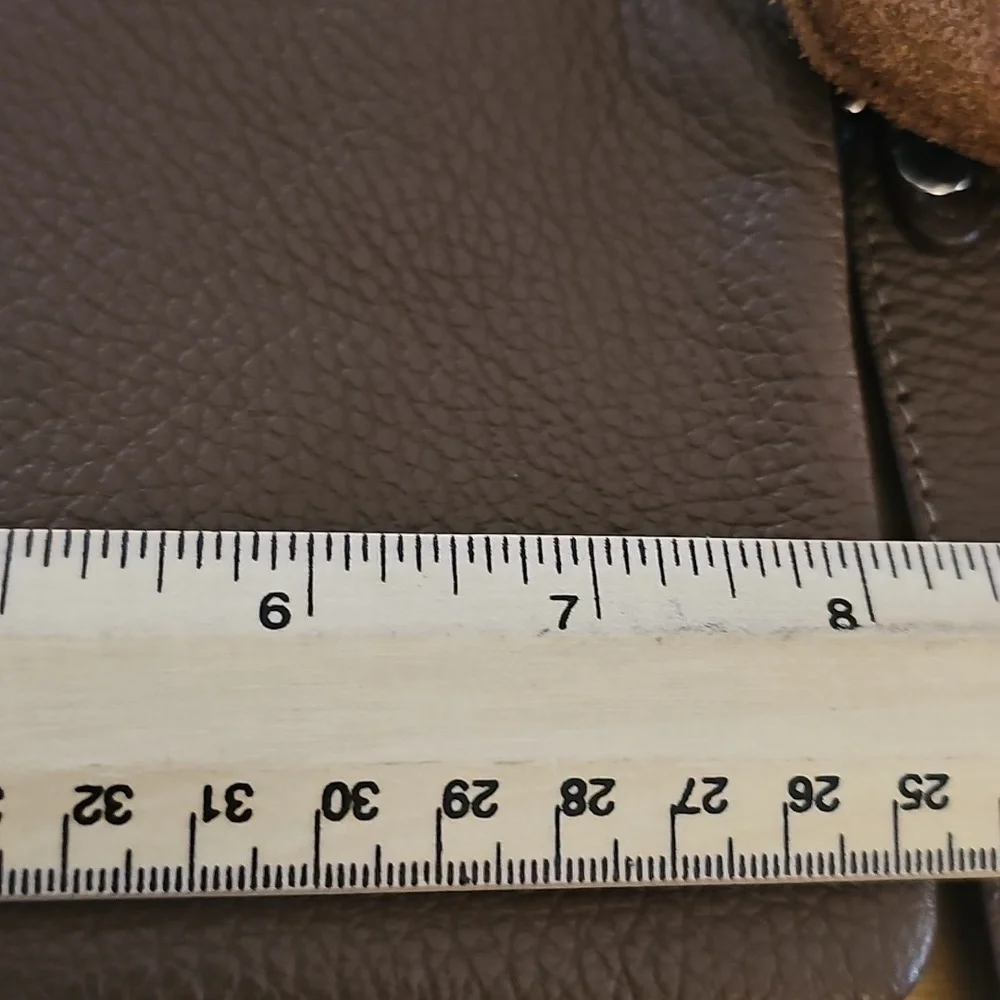 Brown Leather and‎ Suede Zippered Pouchees. Conected With Key Ring.